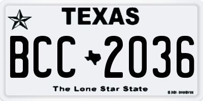 TX license plate BCC2036