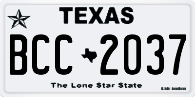 TX license plate BCC2037