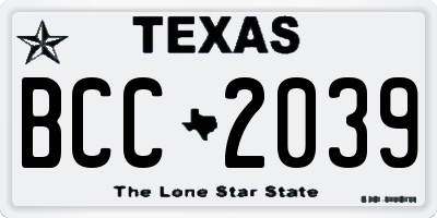 TX license plate BCC2039