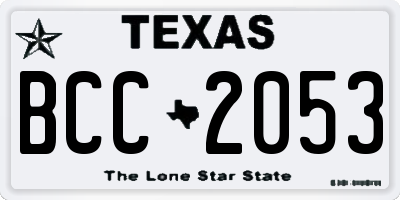 TX license plate BCC2053