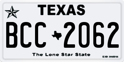 TX license plate BCC2062