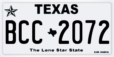 TX license plate BCC2072
