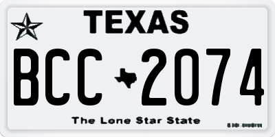 TX license plate BCC2074