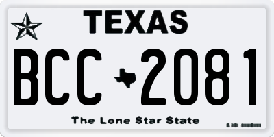 TX license plate BCC2081
