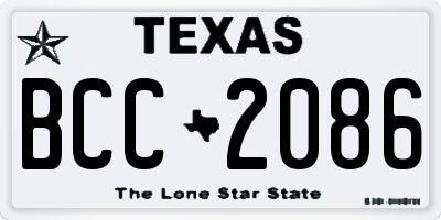 TX license plate BCC2086
