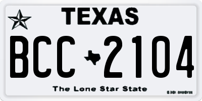 TX license plate BCC2104