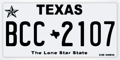 TX license plate BCC2107