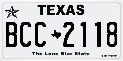 TX license plate BCC2118