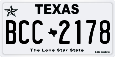 TX license plate BCC2178