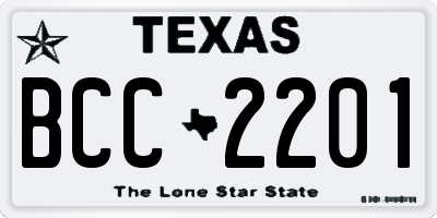 TX license plate BCC2201