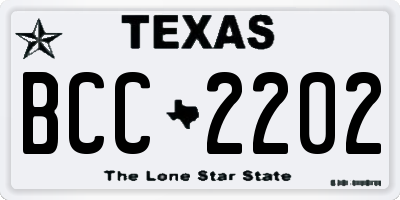 TX license plate BCC2202