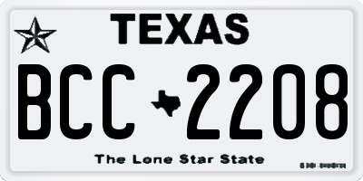 TX license plate BCC2208