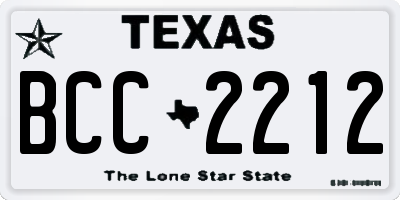 TX license plate BCC2212