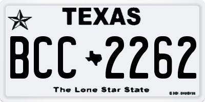 TX license plate BCC2262