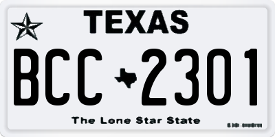 TX license plate BCC2301