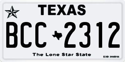TX license plate BCC2312