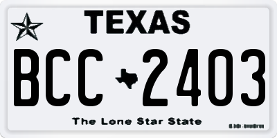 TX license plate BCC2403