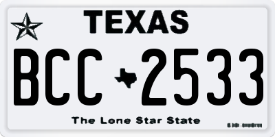 TX license plate BCC2533