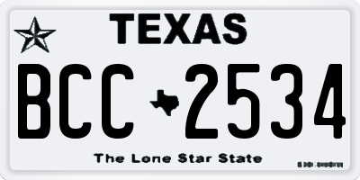 TX license plate BCC2534