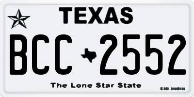 TX license plate BCC2552
