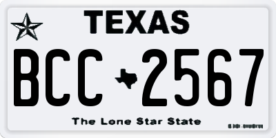 TX license plate BCC2567