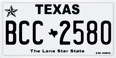 TX license plate BCC2580