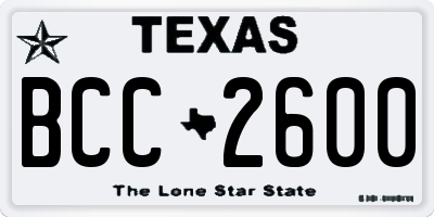 TX license plate BCC2600