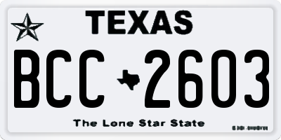 TX license plate BCC2603