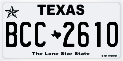 TX license plate BCC2610