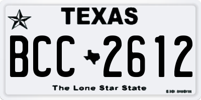 TX license plate BCC2612