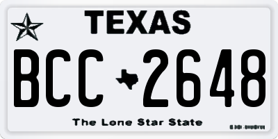 TX license plate BCC2648