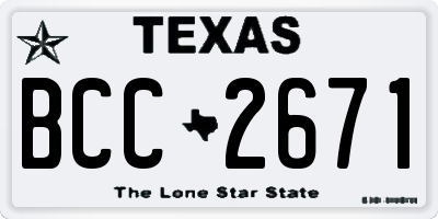 TX license plate BCC2671