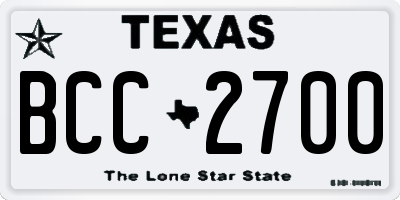 TX license plate BCC2700