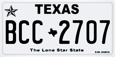 TX license plate BCC2707