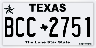 TX license plate BCC2751
