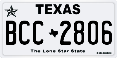 TX license plate BCC2806