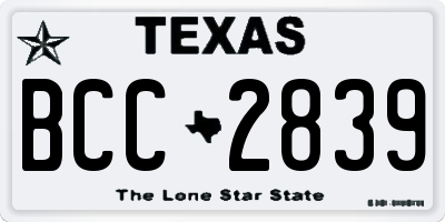 TX license plate BCC2839