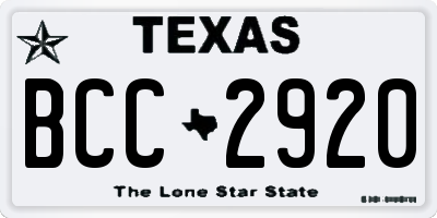 TX license plate BCC2920