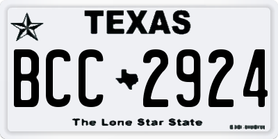 TX license plate BCC2924