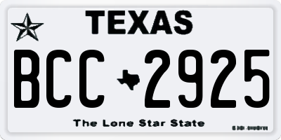 TX license plate BCC2925