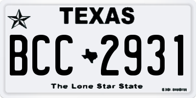 TX license plate BCC2931