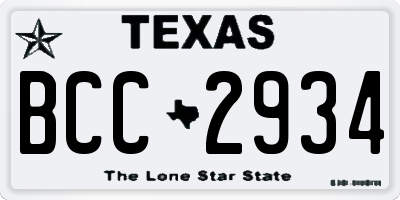 TX license plate BCC2934