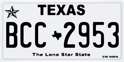 TX license plate BCC2953