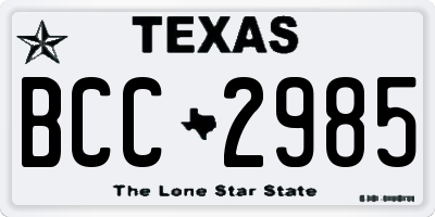 TX license plate BCC2985