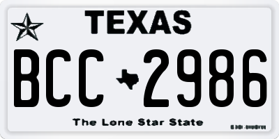 TX license plate BCC2986