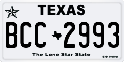 TX license plate BCC2993