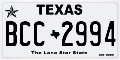 TX license plate BCC2994