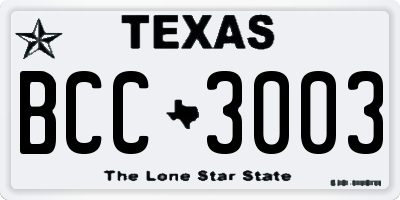 TX license plate BCC3003