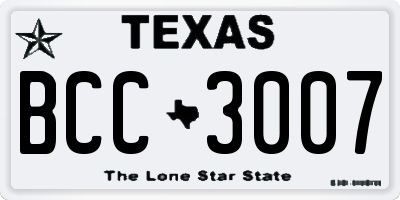 TX license plate BCC3007