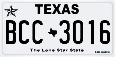 TX license plate BCC3016
